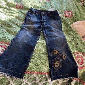 Venezia Distressed Hippie Wide leg Peacock Jeans size 14W